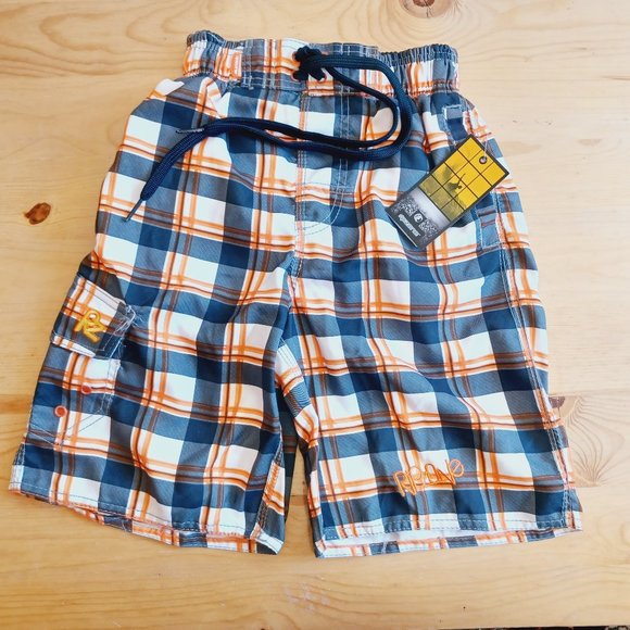 NEW! Ripzone Boy's M Swim Trunks Orange /Grey Combo (3752) - Picture 1 of 11